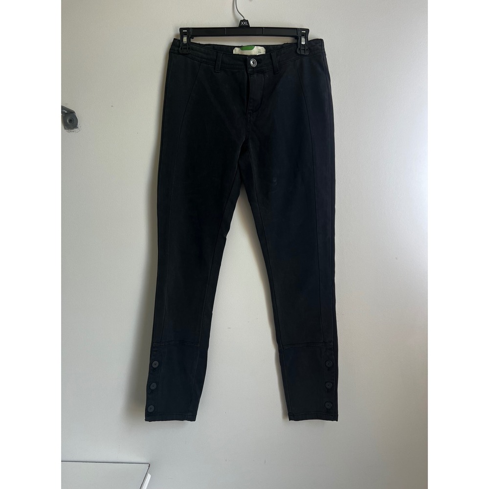 Anthropologie‎ Size 26 Moto Super Soft Button Accent Black Trousers Pants